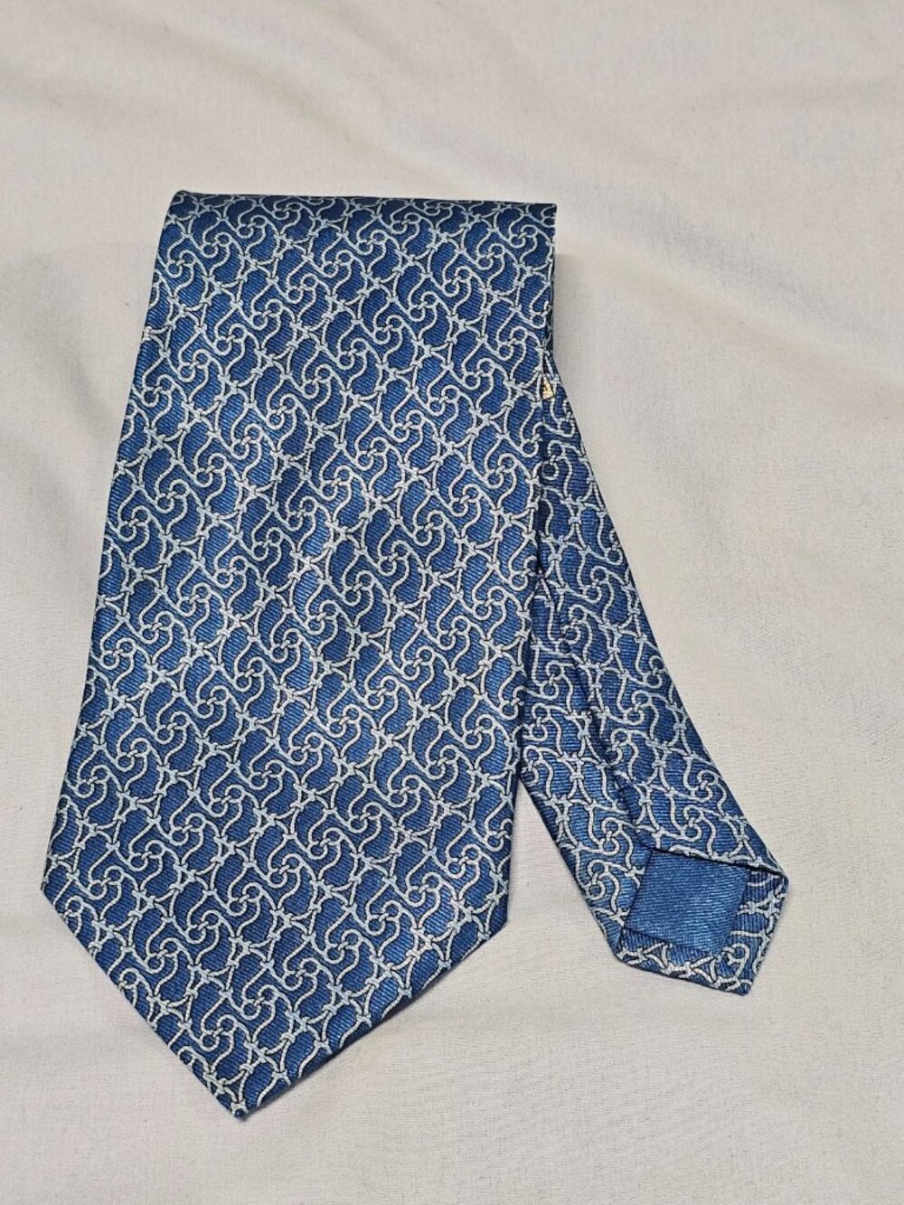 Hermes 007881 MA Blue 100% Silk Tie - Picture 13 of 14
